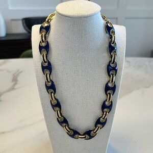 TOVA - Reversible Vintage Style Blue & Green Coated Enamel Link Necklace